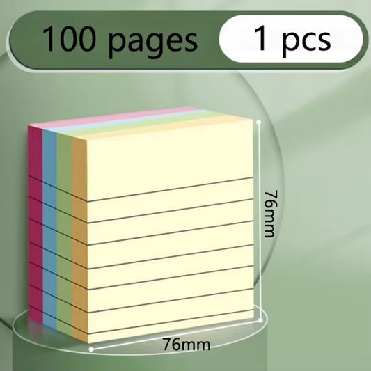 100/200 Pages of Horizontal Line Sticky Notes Paper Notebooks Large Student Office Sticky Notes Notebook Notes